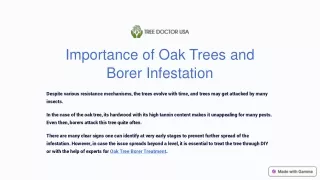 Importance of Oak Trees and Borer Infestation