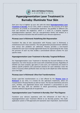 Hyperpigmentation Laser Treatment in Burnaby Illuminate Your Skin