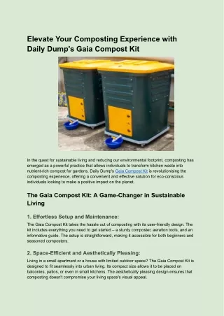 Elevate Your Composting Experience with Daily Dump's Gaia Compost Kit