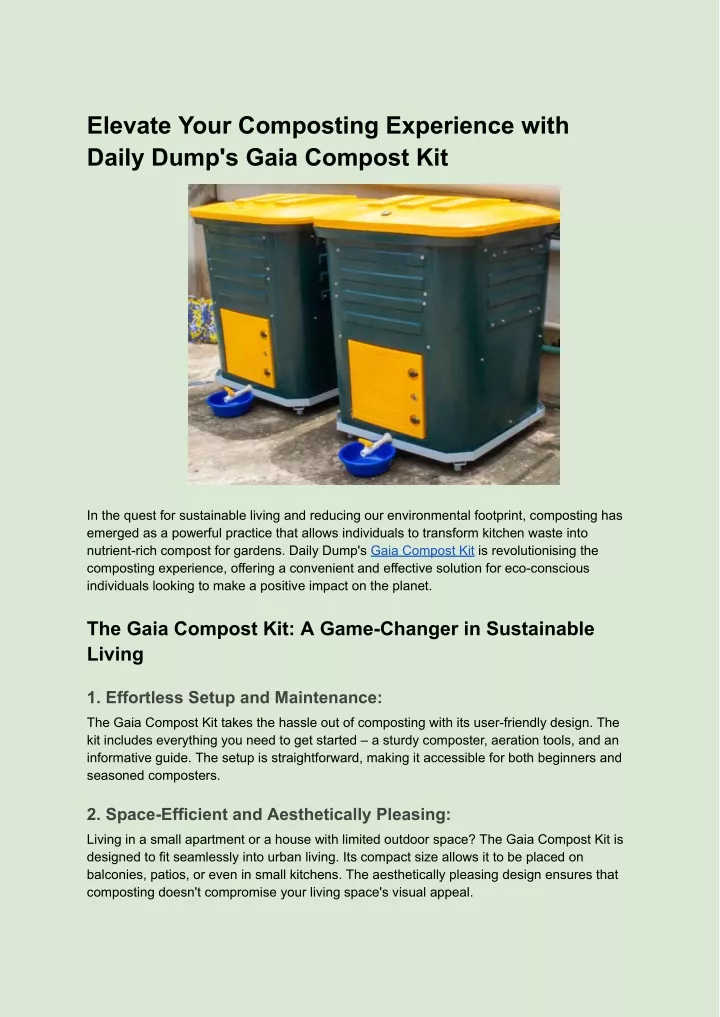 elevate your composting experience with daily