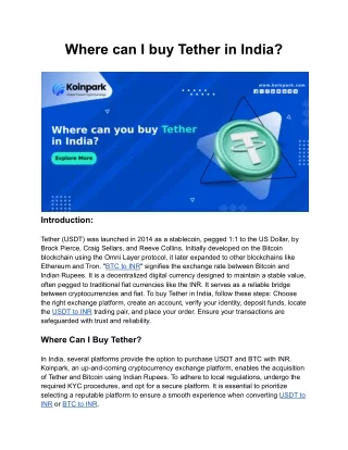 where can i buy tether in india