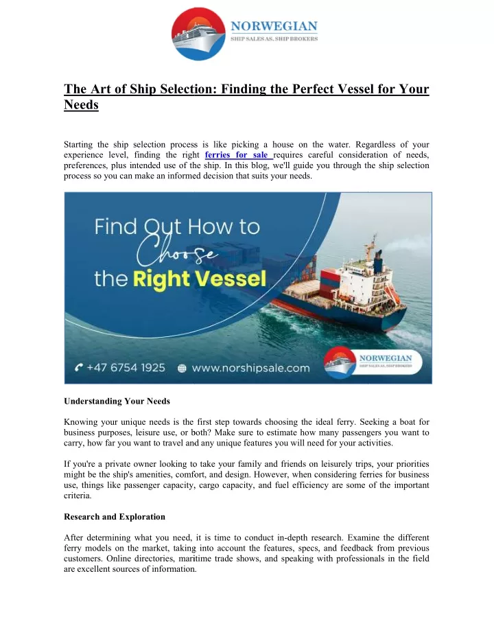the art of ship selection finding the perfect