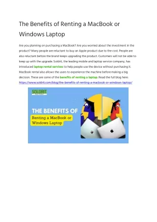 The Benefits of Renting a MacBook or Windows Laptop