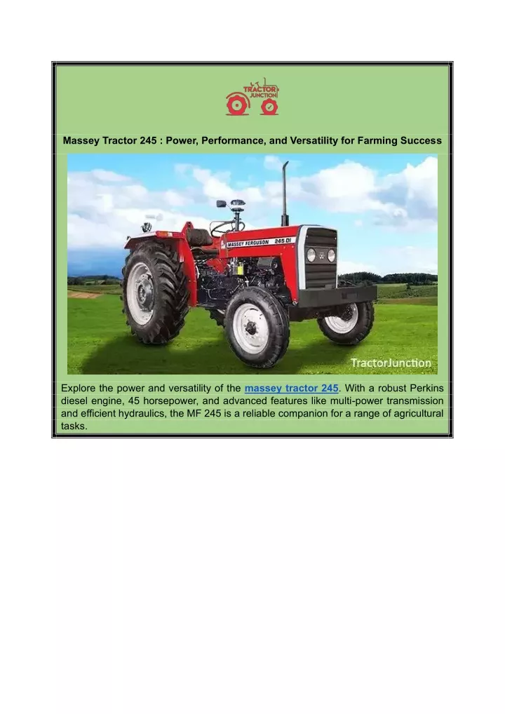 massey tractor 245 power performance