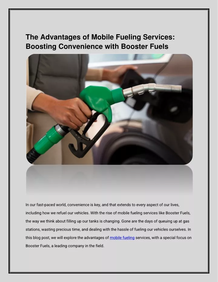 the advantages of mobile fueling services