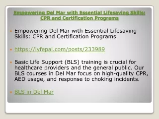 Empowering Del Mar with Essential Lifesaving Skills CPR and Certification Programs