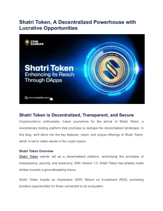 shatri token a decentralized powerhouse with