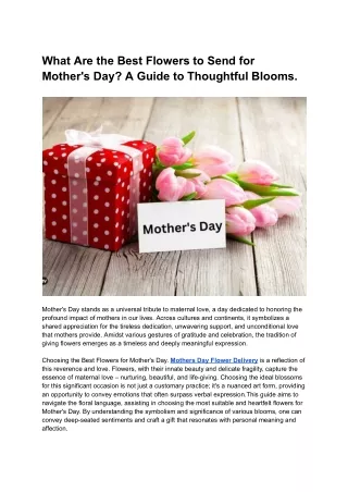 What Are the Best Flowers to Send for Mother's Day