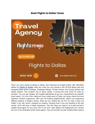 Book Flights to Dallas Texas at a low price