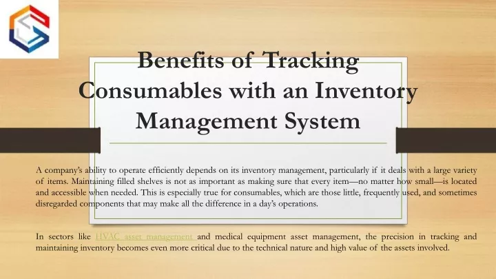 benefits of tracking consumables with an inventory management system