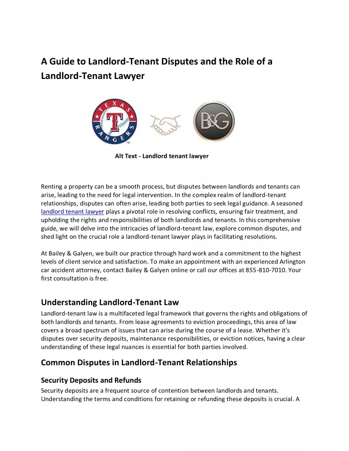 a guide to landlord tenant disputes and the role