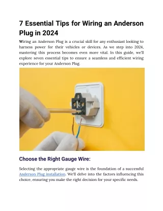 7 Essential Tips for Wiring an Anderson Plug in 2024