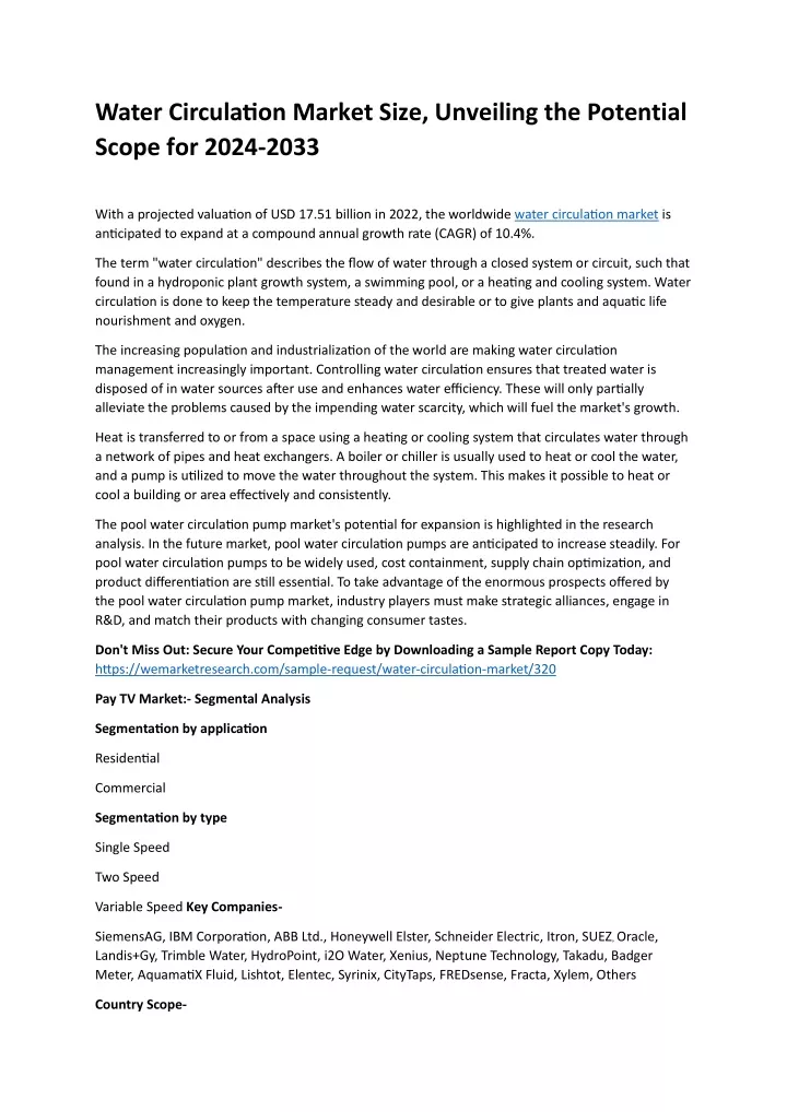 water circulation market size unveiling