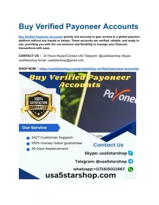 Buy Verified Payoneer Accounts