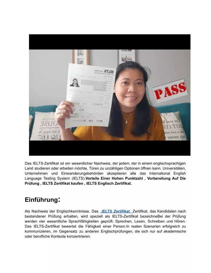 das ielts zertifikat ist ein wesentlicher