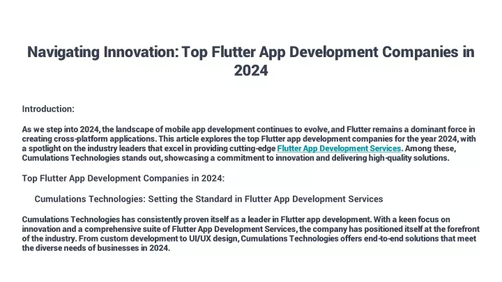 navigating innovation top flutter app development companies in 2024