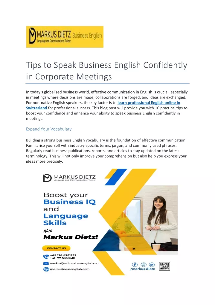 tips to speak business english confidently