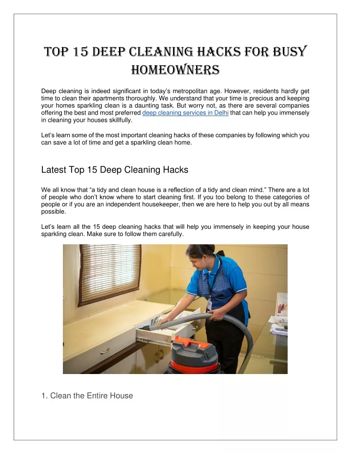 top 15 deep cleaning hacks for busy homeowners