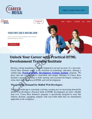 Unlock Your Career with Practical HTML Development Training Institute