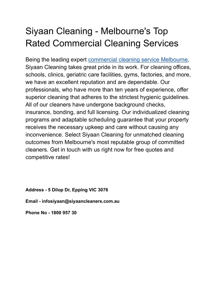 siyaan cleaning melbourne s top rated commercial