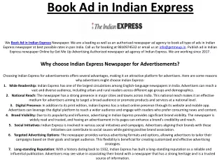 Book Ad in Indian Express