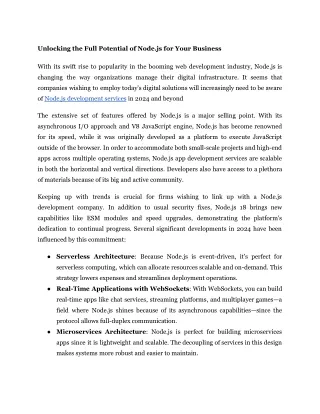Unlocking the Full Potential of Node.js for Your Business