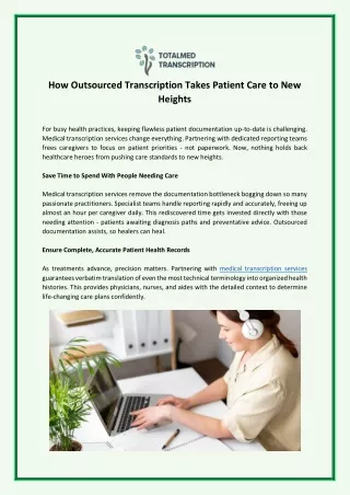 How Outsourced Transcription Takes Patient Care to New Heights