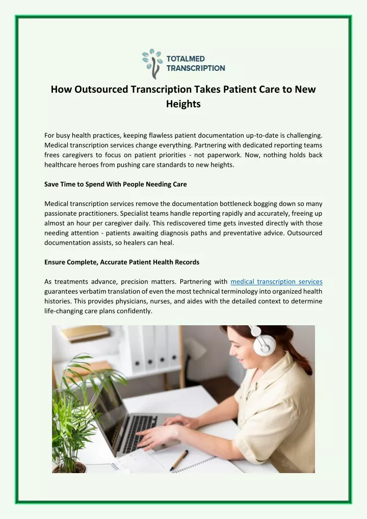 how outsourced transcription takes patient care