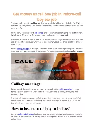 Get money as call boy job in Indore-call boy sex job