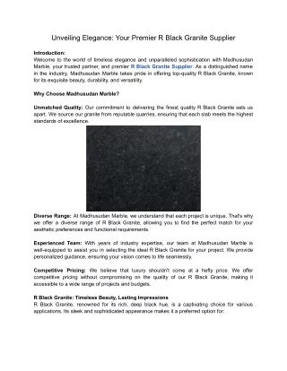 Unveiling Elegance_ Your Premier R Black Granite Supplier