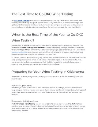 The Best Time To Go OKC Wine Tasting
