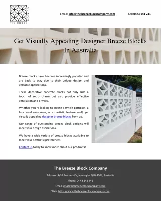 Get Visually Appealing Designer Breeze Blocks In Australia