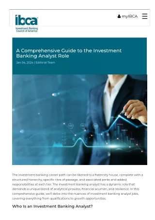 A Comprehensive Guide to the Investment Banking Analyst Role
