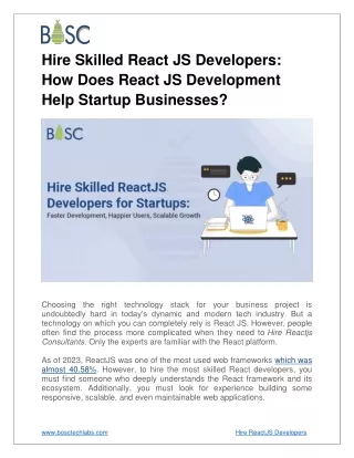 hire skilled react js developers how does react