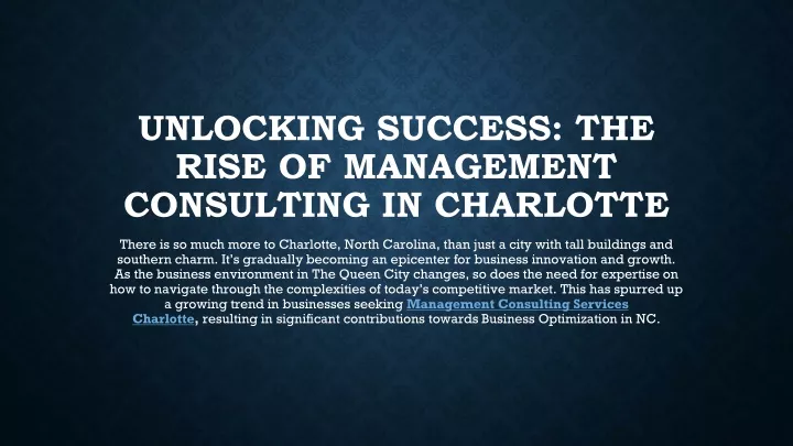 unlocking success the rise of management consulting in charlotte