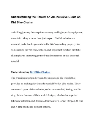 Understanding the Power_ An All-Inclusive Guide on Dirt Bike Chains