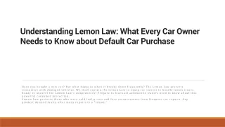 Lemon Law What Every Car Owner Needs to Know about Default Car Purchase