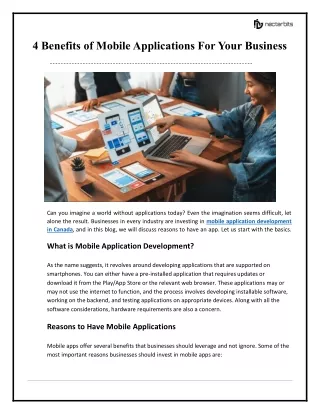 4 Benefits of Mobile Applications For Your Business