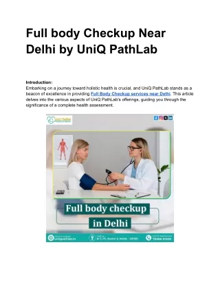 full body checkup near Delhi by UniQ PathLab