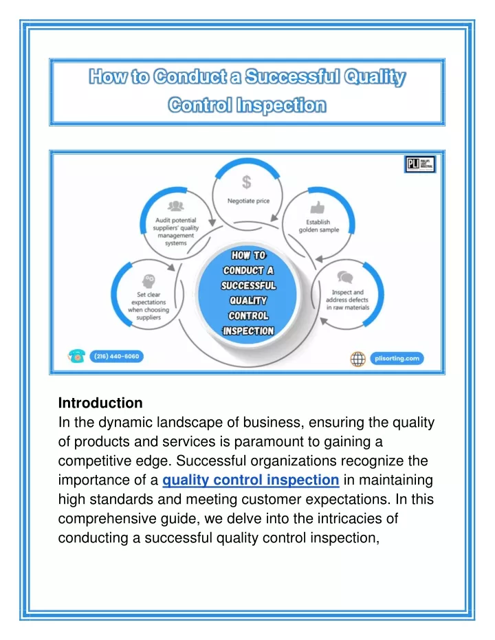 how to conduct a successful quality control