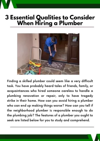 3 Essential Qualities to Consider When Hiring a Plumber