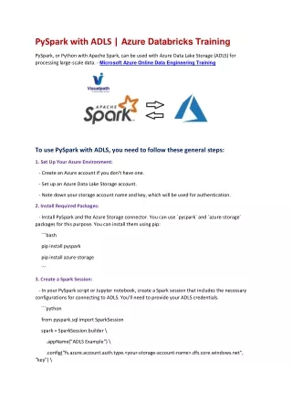 pyspark with adls azure databricks training