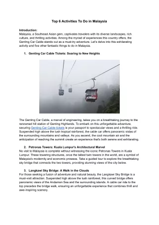Genting Cable Car Tickets | Upto 45% off on Awana Skyway Tickets