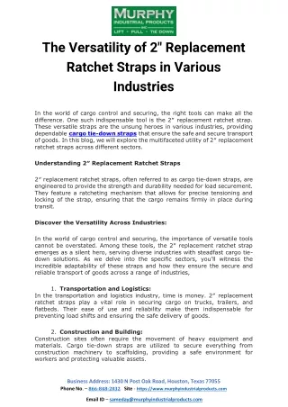 The Versatility of 2″ Replacement Ratchet Straps in Various Industries