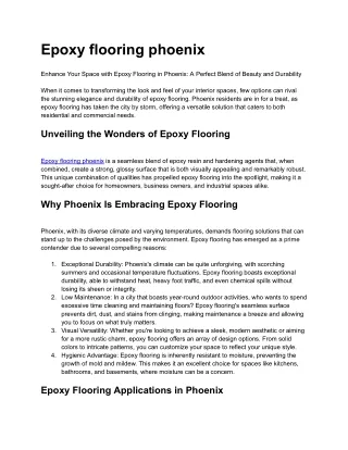 Epoxy flooring phoenix