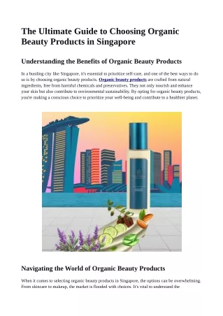 The Ultimate Guide to Choosing Organic Beauty Products in Singapore