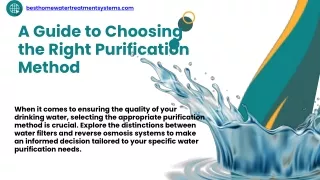 A Guide to Choosing the Right Purification Method