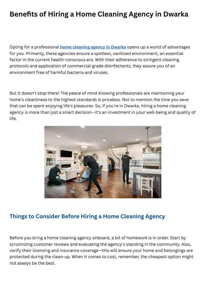 benefits of hiring a home cleaning agency