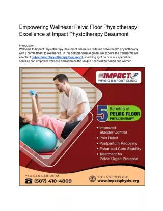 Empowering Wellness_ Pelvic Floor Physiotherapy Excellence at Impact Physiotherapy Beaumont