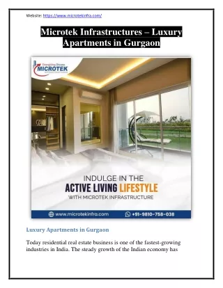 Microtek Infrastructures – Luxury Apartments in Gurgaon